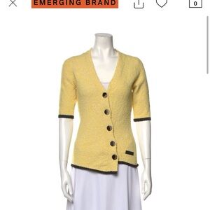 GANNI  Asymmetric Organic Cotton-blend Bouclé Sweater In Pale Banana